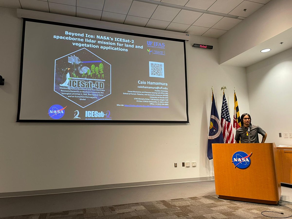 Presenting our review paper at @NASAGoddard in the @NASA_ICESat2 science team meeting! Thanks @ICESat2Veg team. @Web_LiDAR, @longhornglam