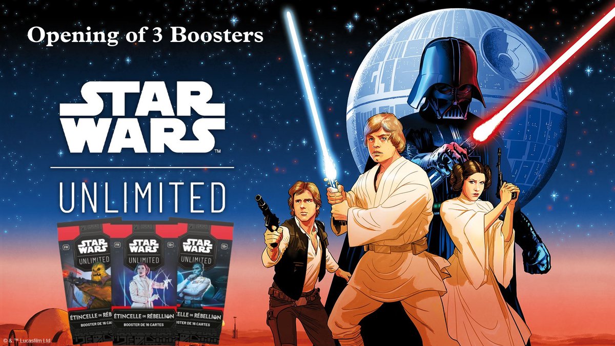 Ouvrons, aujourd'hui, 3 boosters de Star Wars Unlimited : Étincelle de Rébellion ➡️ youtube.com/watch?v=vcS_0Z… 

#JCC #j2s #jeudecartes #jeudesociete <a href="/Asmodee_fr/">asmodee France</a> <a href="/FFGames/">FantasyFlightGames</a> <a href="/Disney/">Disney</a> <a href="/DisneyFR/">Disney</a> Novalis Games