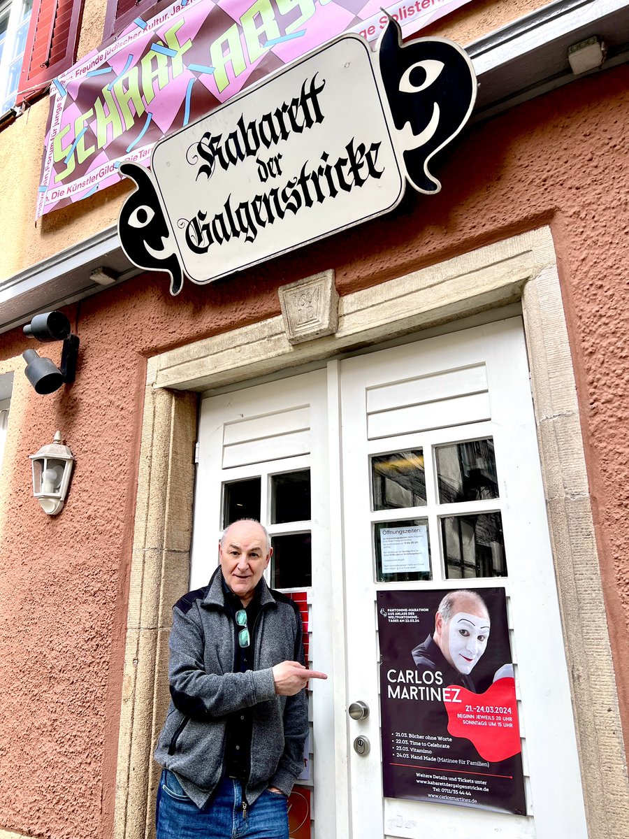 Heute zu Proben im Kabarett der Galgenstricke, ab morgen beginnt dann das 4-tägige Gastspiel in Esslingen. Sichert Euch die letzten Tickets... esslinger-zeitung.de/inhalt.carlos-… #EsslingenamNeckar #Kleinkunst #Pantomime #PantomimeMarathon #WelttagderPantomime #WorldMimeDay