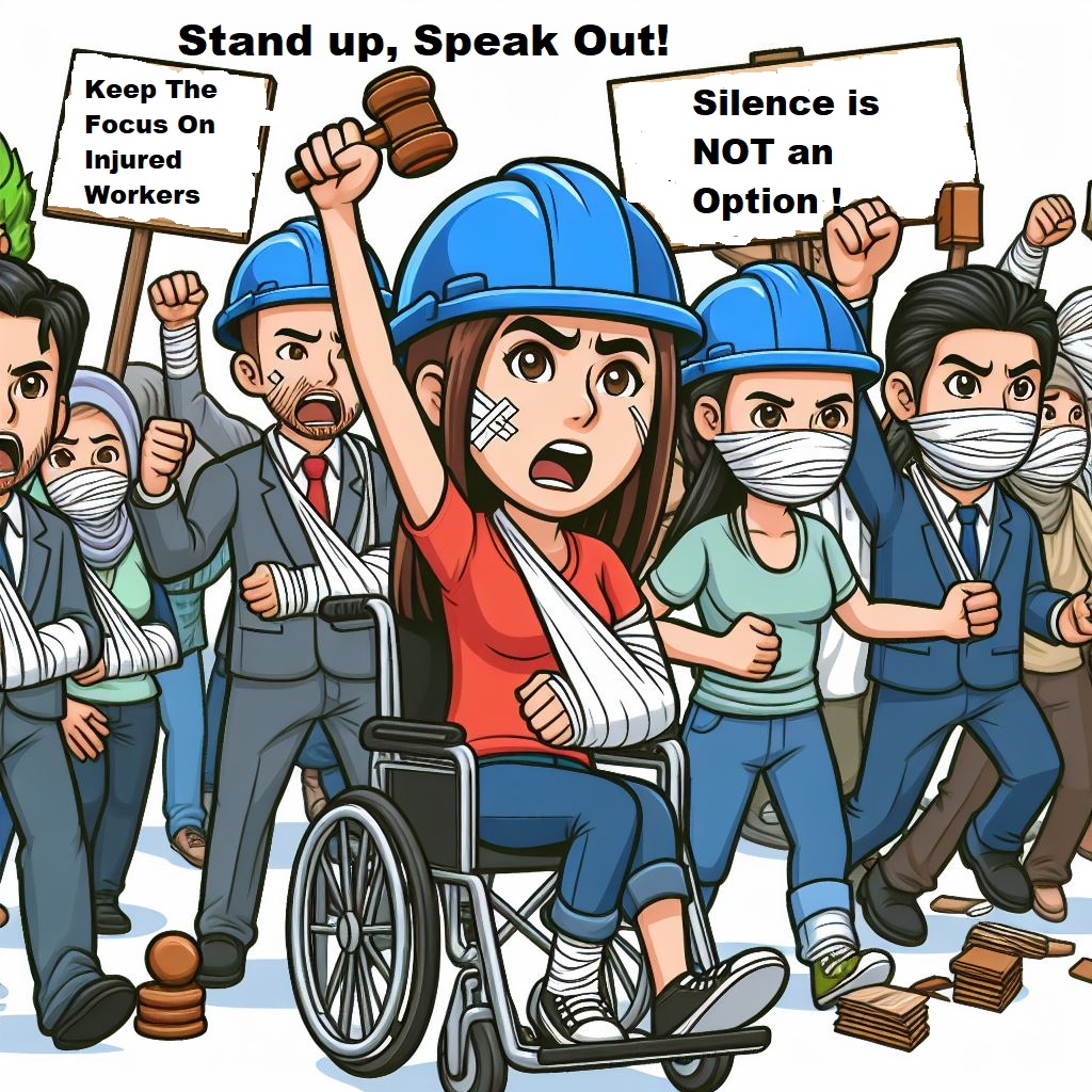 ✊Stand up, Speak Out! 
📢Keep The Focus on Injured Workers. 📢Silence is not an option.
📢 Let's amplify their voices and demand justice. 
#InjuredWorkers #StandTogether