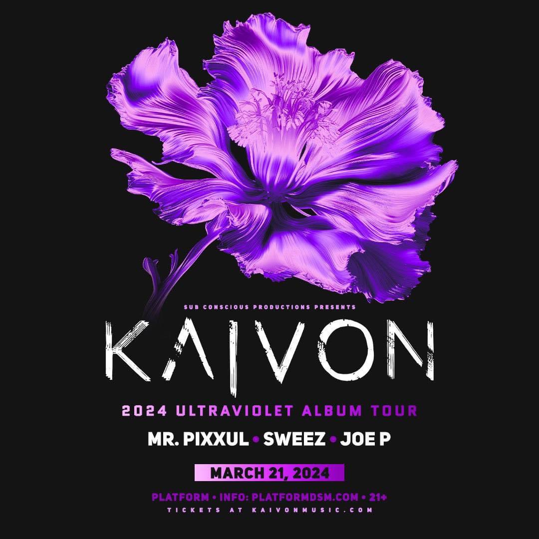 T O M O R R O W 🔉
<a href="/KAIVONOFFICIAL/">KAIVON 💜</a> presents his Ultraviolet tour.
Limited tickets available 🎟️ 
Come open your heart to some beautiful music 💜 links in bio.