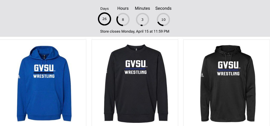 Get geared up this spring and summer with some GV Wrestling apparel! radco.chipply.com/gvsu-wrestling… Only open until April 15th!