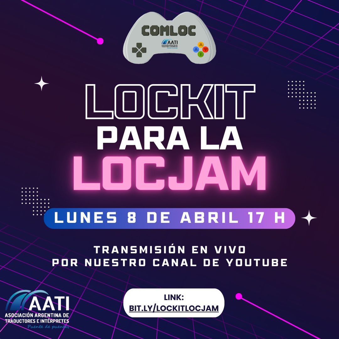 ¡Hola! Desde la ComLoc (comisión de localización de videojuegos <a href="/AATIorg/">AATI</a>) estamos organizando la charla informativa "LocKit para la LocJam". ¡Los esperamos el lunes 8/4 a las 17 h (16 h Chile, 14 h México)! 🤗 youtube.com/live/_mvxkbcUL…