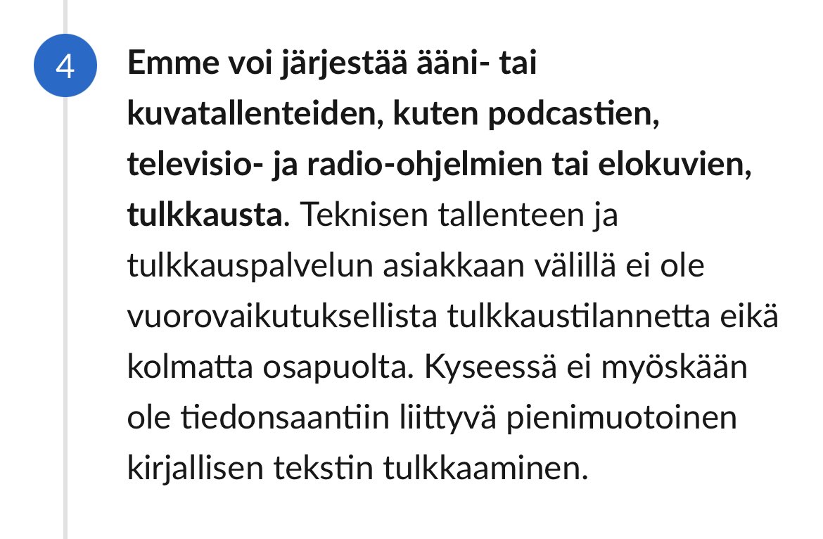 Kela <a href="/KelaFpa/">Kela Fpa</a> rikkoi räikeästi ihmis-, perus- ja vammaisoikeudet. Esim. viittomakielen tulkit eivät saa tulkata podcasteista tai webinaarin jälkikäteen tallenteista. Minulla on oikeus elää tasavertaisesti Suomen yhteiskunnassa.  <a href="/yhdenvertaisuus/">Yhdenvertaisuusvaltuutettu</a> <a href="/stopKela/">stopKela</a>