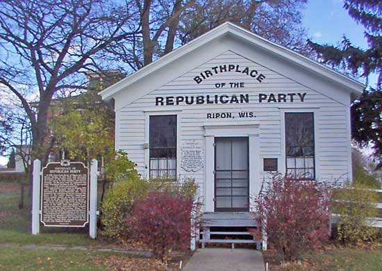 On March 20, 1854, a bunch of people opposed to slavery gathered together in Ripon, WI to form the Republican Party. Their goal was to counter the southern Democrats who supported slavery.