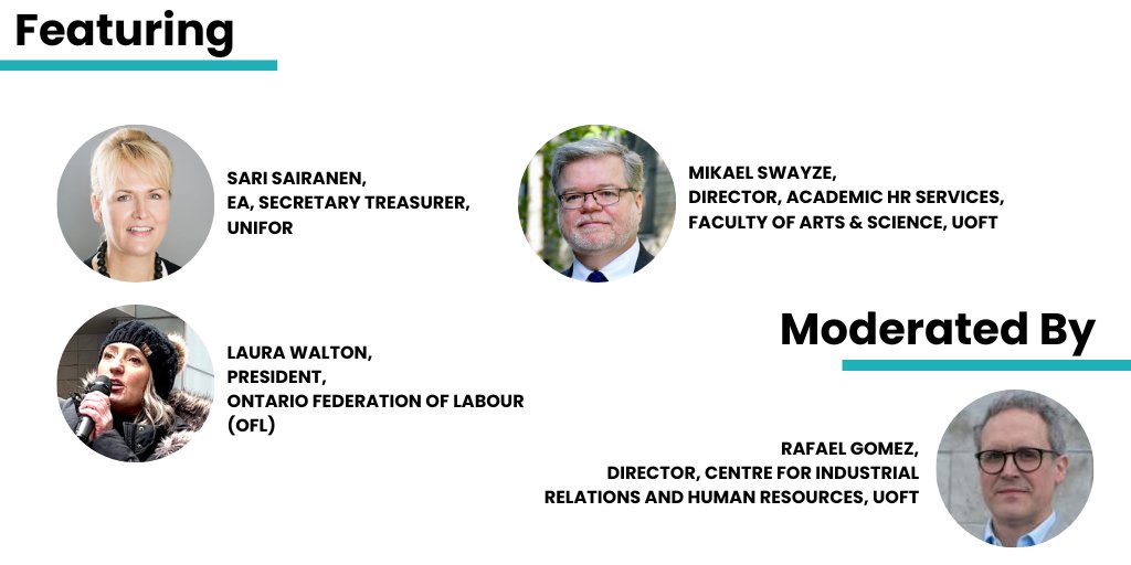 Register Now for and evening dinner and panel: Bargaining Pressures in Ontario April 9, 2024, 6-9 PM Featuring: Karen Brown, ETFO; Sari Sairanen, Unifor; Mikael Swayze, UofT; and Laura Walton, Ontario Federation of Labour (OFL), Register Here: tmu-emarketplace.paymytuition.com/bargaining-pre…