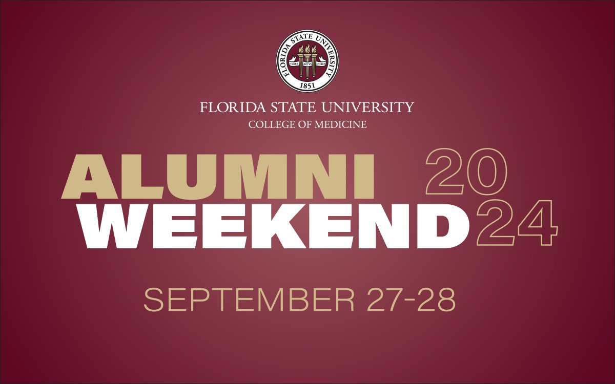 Alumni Weekend 2024 Registration is OPEN! Early Bird Pricing Available through 8/26. Register today and enter promo code FSUMED24 at check out for an additional 10% off. Promo Code expires 4/1. We look forward to seeing you in Orlando! 😊 REGISTER TODAY: rb.gy/vjc76e