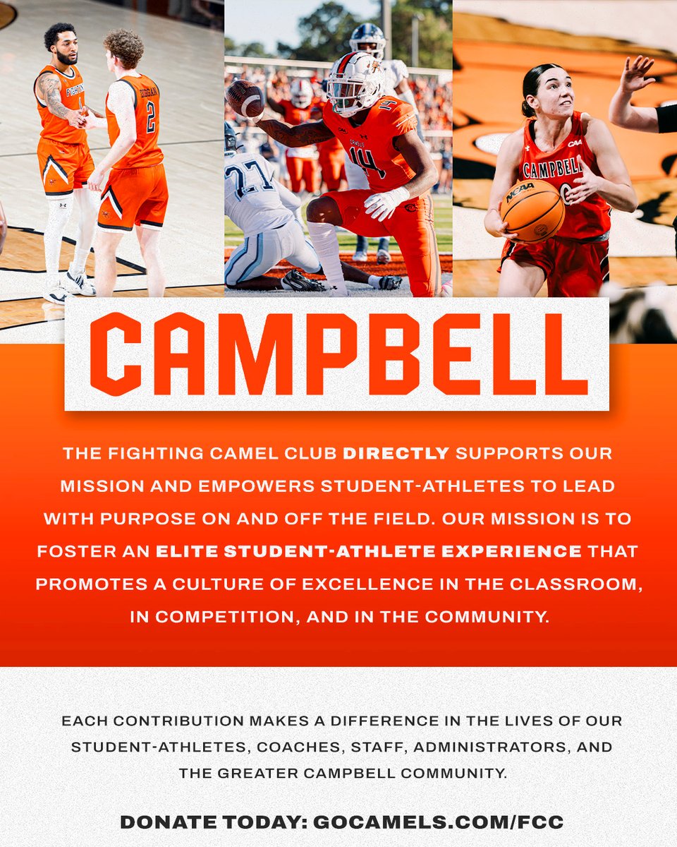 What is the 𝐅𝐢𝐠𝐡𝐭𝐢𝐧𝐠 𝐂𝐚𝐦𝐞𝐥 𝐂𝐥𝐮𝐛? Campbell Athletics mission is to foster an elite student-athlete experience ➡️ in the classroom, in competition, and in the community 🔗Join Today: gocamels.com/fcc