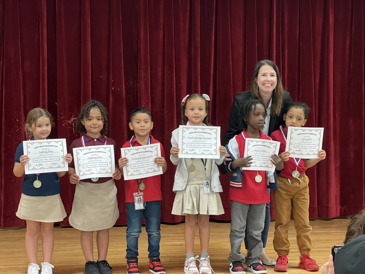 🌟 Representing our VBE VIBE 🌟 Check out these awesome students who were recognized as Pride of the Tribe today! We celebrated these kiddos exhibiting leadership, kindness, and determination! #vbevibe