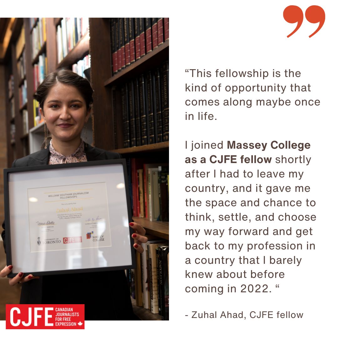 If you are a journalist in exile who has dedicated their career to fighting for press freedom, the Massey-CJFE may be the exact opportunity needed for professional development. Apply by March 31. *Must reside in Canada masseycollege.ca/journalism-fel…