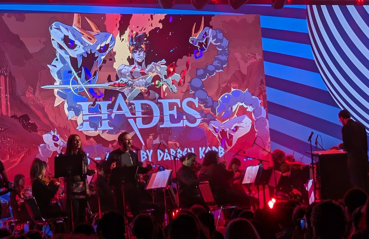 First selection after the intro, the music of @SupergiantGames Hades, with @darrenkorb and @AshBarrett live! #GDC2024