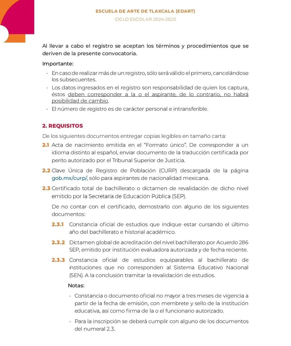 LorenaCuellar's tweet photo. Les comparto las convocatorias para las licenciaturas de artes visuales y plásticas, música y textil del proceso de admisión para el ciclo escolar 2024-2025 en la Escuela de Arte de Tlaxcala #EDART .
El registro es en línea y estará disponible del 2 al 21 de mayo del presente año en la página https://t.co/zuzSZu46Nx. Iniciará a partir de las 9 de la mañana del 2 de mayo y concluirá a las horas del 21 de mayo o al agotar el número de registros disponibles en dichos días.
Con estas convocatorias, el estado de #Tlaxcala por primera vez tendrá una opción de formación artística profesional.
Más información en https://t.co/XvRmXAUC4g