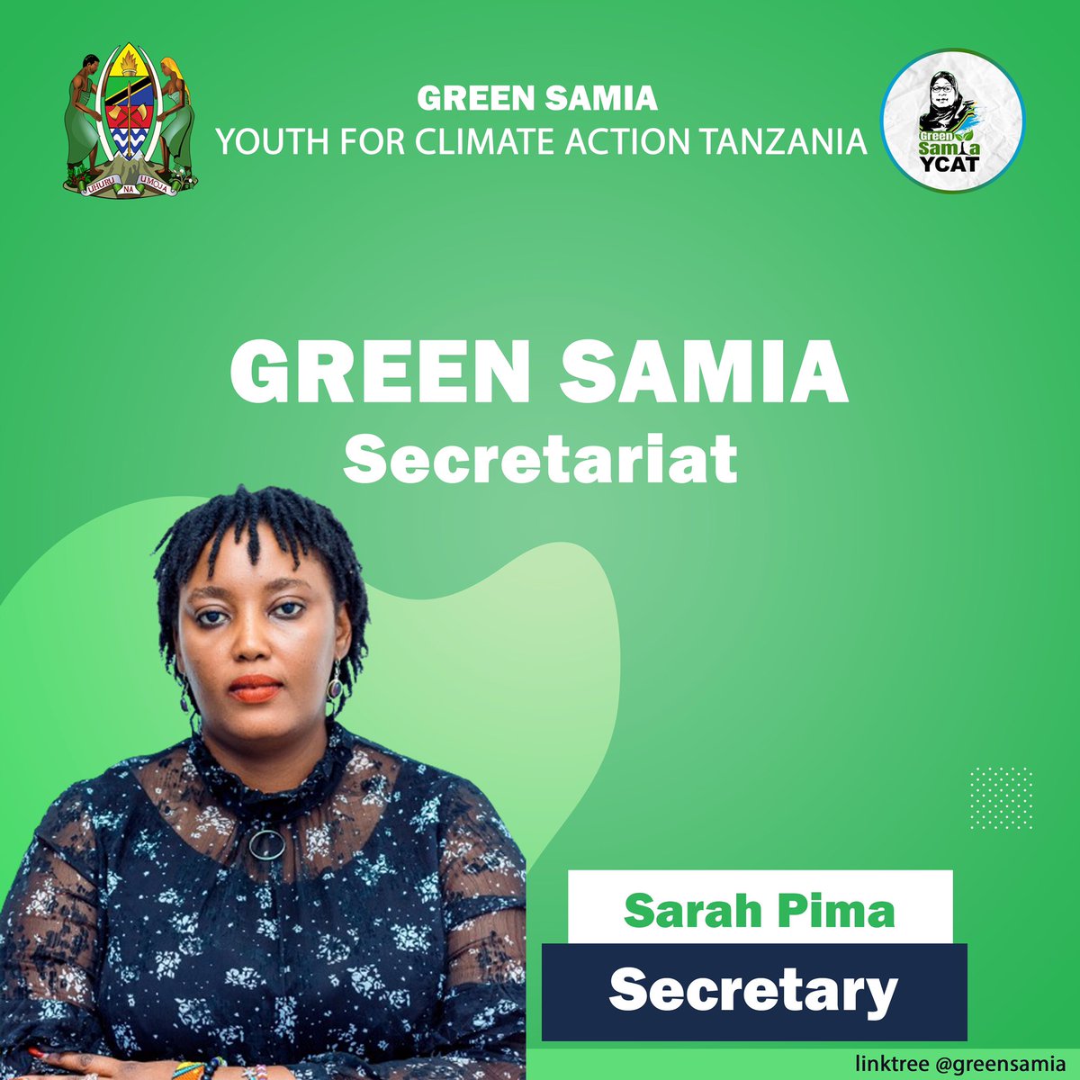 Green Samia (@greensamia_23) on Twitter photo Introducing our own Green Samia Secretary, Madam <a href="/sarahpreciou/">PreciouSarah</a> a dedicated environmentalist and passionate climate activist. 
#MamaWaKijani💚 Introducing our own Green Samia Secretary, Madam <a href="/sarahpreciou/">PreciouSarah</a> a dedicated environmentalist and passionate climate activist. 
#MamaWaKijani💚