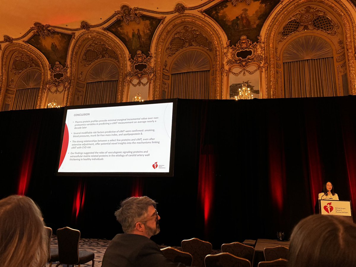 Zahra Azizi, MD, MSc (@zahraazizimd) on Twitter photo #EPILifestyle24
The Jeremiah and Rose Stamler Research Award Finalist Presentations:
A great presentation by our superstar lab mate about Circulating Plasma Proteomics of Carotid Intima-Media Thickness in the UK Biobank Cohort
⬇️
<a href="/tassimes/">Tim L. Assimes, MD PhD</a>
<a href="/estella_chen_/">Estella ML Chen</a>
<a href="/AHAScience/">AHA Science</a> #EPILifestyle24
The Jeremiah and Rose Stamler Research Award Finalist Presentations:
A great presentation by our superstar lab mate about Circulating Plasma Proteomics of Carotid Intima-Media Thickness in the UK Biobank Cohort
⬇️
<a href="/tassimes/">Tim L. Assimes, MD PhD</a>
<a href="/estella_chen_/">Estella ML Chen</a>
<a href="/AHAScience/">AHA Science</a>