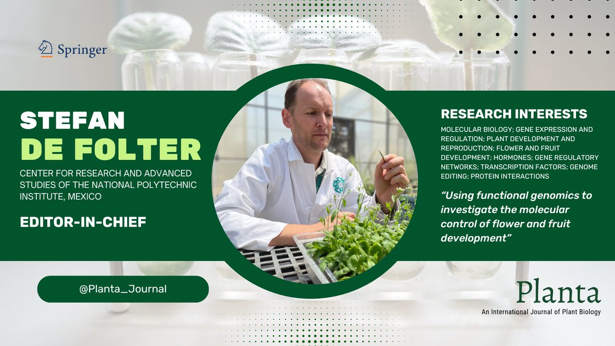 Meet Planta editorial board members 📑 Editor-in-Chief: Stefan de Folter Center for Research and Advanced Studies of the National Polytechnic Institute, México. @uga_langebio @defolter_lab #PlantaJournal