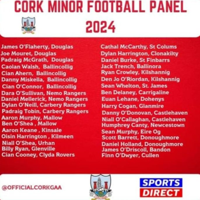 A massive well done to Denjoe O' Riordan and Ryan Crowley on making the u17 minor panel
Congratulations from all in Kilshannig 💙💛