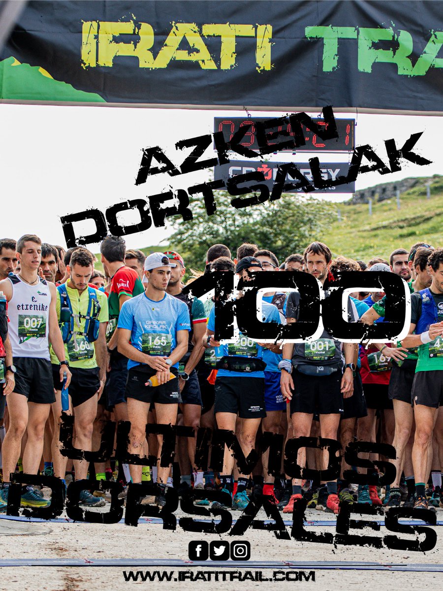 Entramos en los 100 últimos dorsales!! ⌛

Cada día que pasa se nos van poniendo mas ganas de Irati Trail! 💪🏼

⛰️🏃🏼‍♀️🏃🏼
#iratitrail
#orhikotxoriaorhiratira