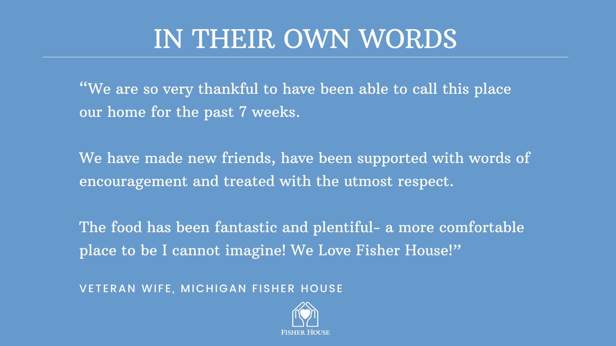 No one explains a Fisher House better than a guest who has called one home. We are honored to serve service members, veterans, and their families now and always. #FisherHouse #military #veterans #homeawayfromhome