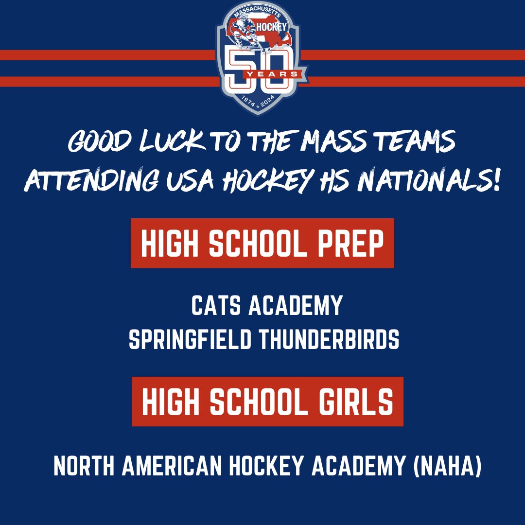 Good luck to our Mass Hockey High School teams participating in the #USAHNationals!