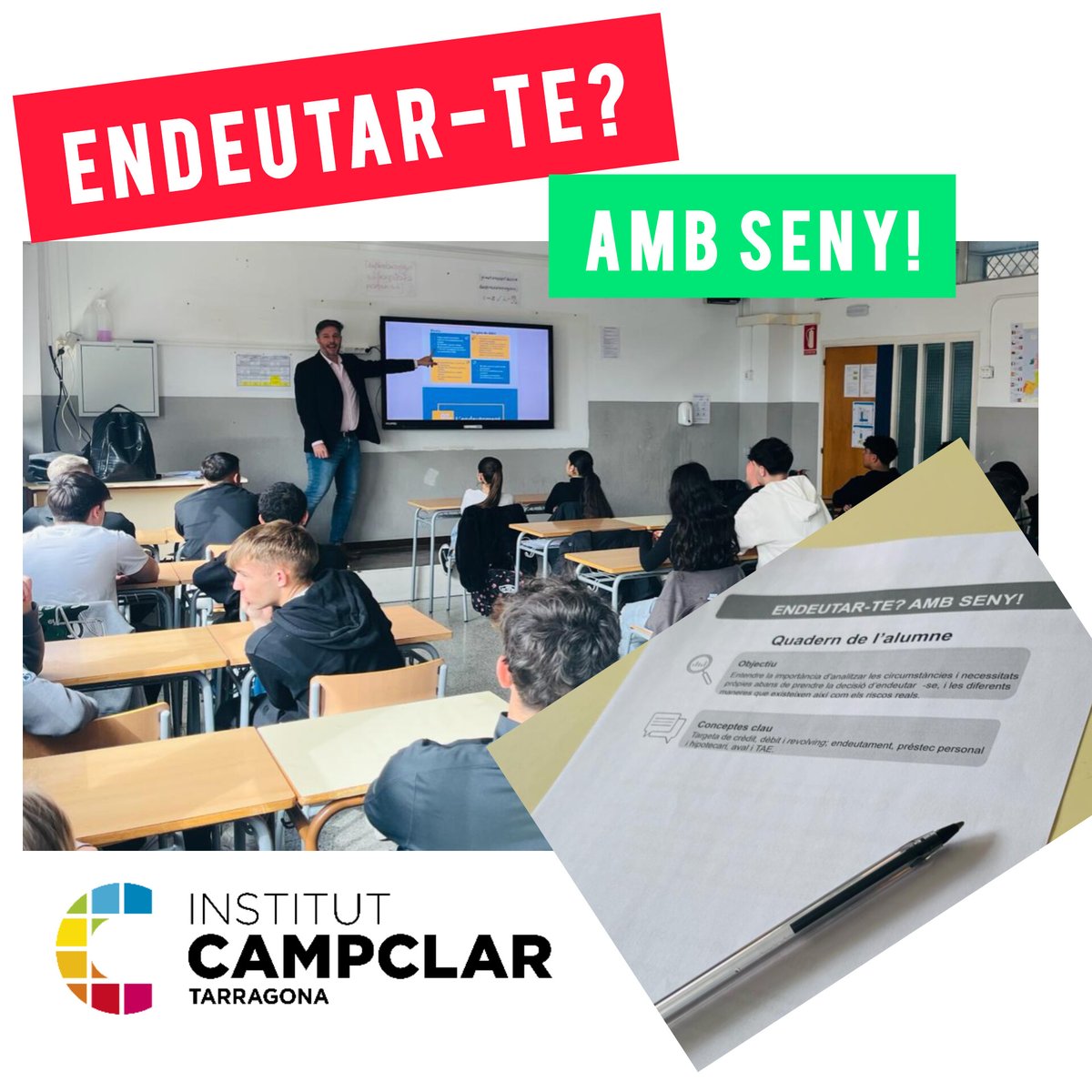 💶 L'alumnat de 1r de Bat que cursa l'optativa d' #Economia ha participat en el taller "Endeutar-te? Amb seny!" organitzat per #EFECT adults.
💵Ha sigut una jornada plena d'aprenentatges, en què han entès els riscos de l'endeutament per així prendre les decisions correctes.