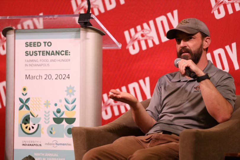 Our final panelists - <a href="/KevinMcKelvey/">Kevin McKelvey</a> poet, gardener and professor, Danielle Guerin, head farmer and Executive Director of <a href="/SFPindy/">SoulFoodProject</a> and Chris Larson, Farms Coordinator for <a href="/Paramountindy/">Paramount School</a>, discussing food insecurity, supporting local and diversity in the food growing industry.