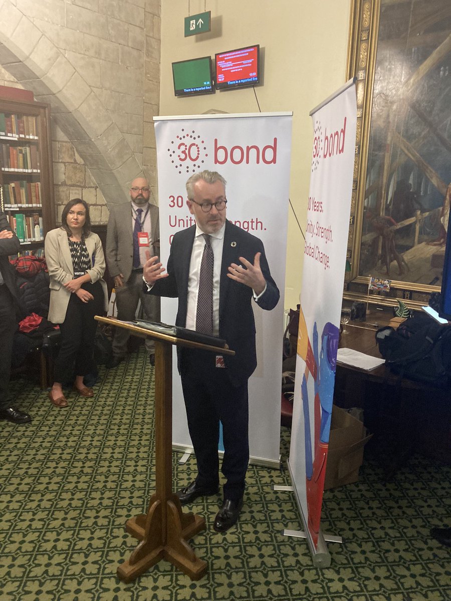 Impassioned speeches by spokespeople from all main UK parties at the #BondManifesto launch in Westminster. Thanks to @AndrewmitchMP, @Lord_Collins and @PurvisTweed and sponsor @LordMcConnell for their commitment to #LeaveNoOneBehind in advance of the #GeneralElection #EqualWord