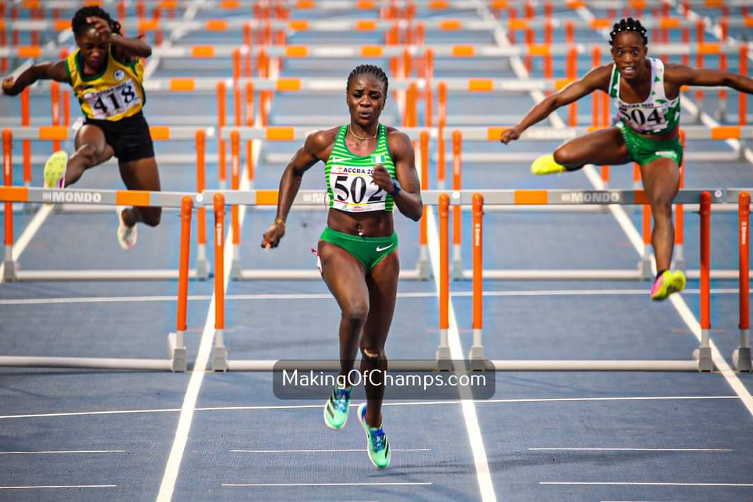 Hearty congratulations to our own @Evaglobal01 for a spectacular performance and victory in the 100m Hurdles Gold at the ongoing African Games In Accra, Ghana. Tobi Amusan's consistency is a note of joy and national pride. I salute you and rejoice with all Nigerians. Thank you!