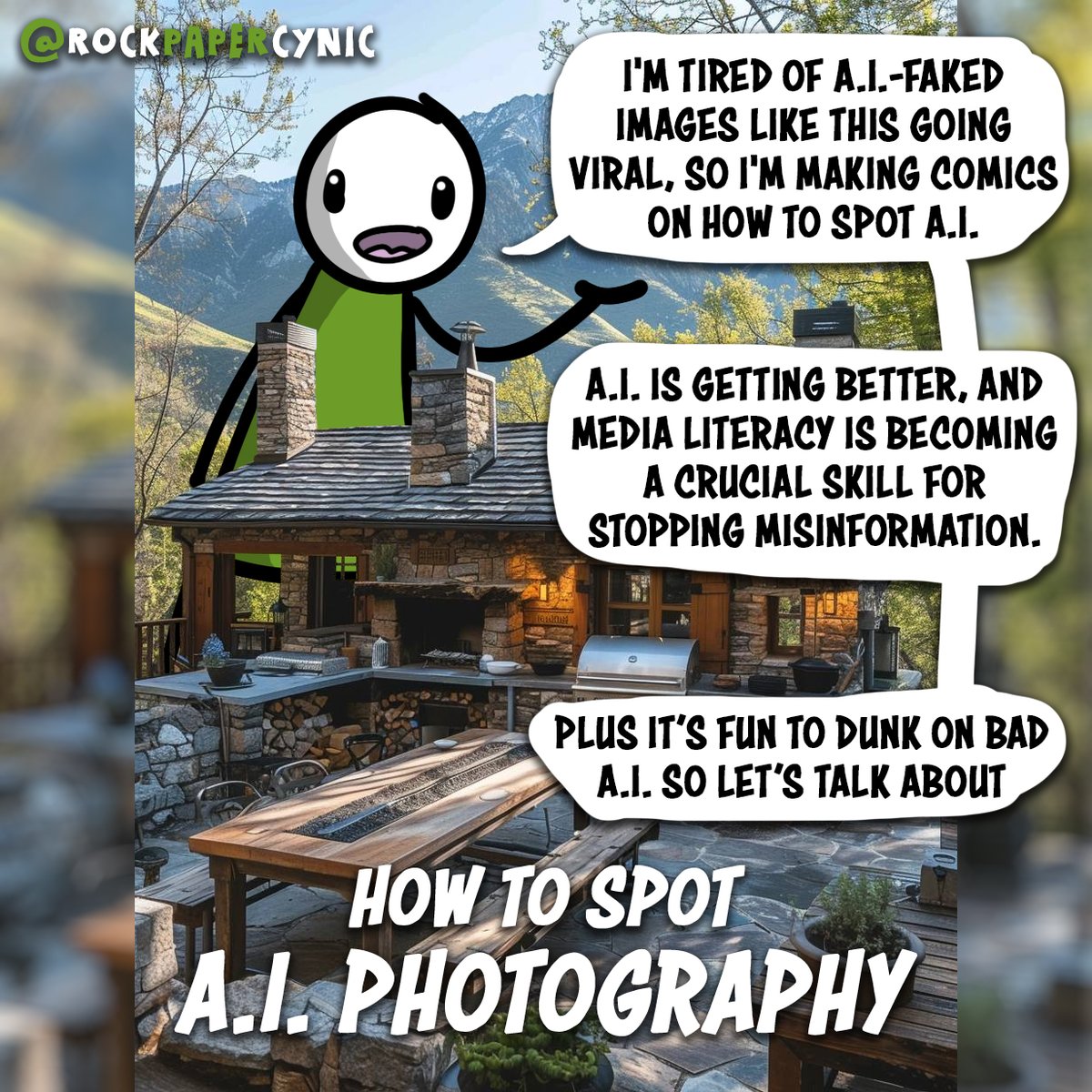 Have you noticed hundreds of Facebook pages spewing AI-generated photos every day? AI's getting better at tricking people—to the point that AI images are being used for scams and fake news stories Let's learn how to spot AI photos by taking tour of this AI-designed house! 🧵