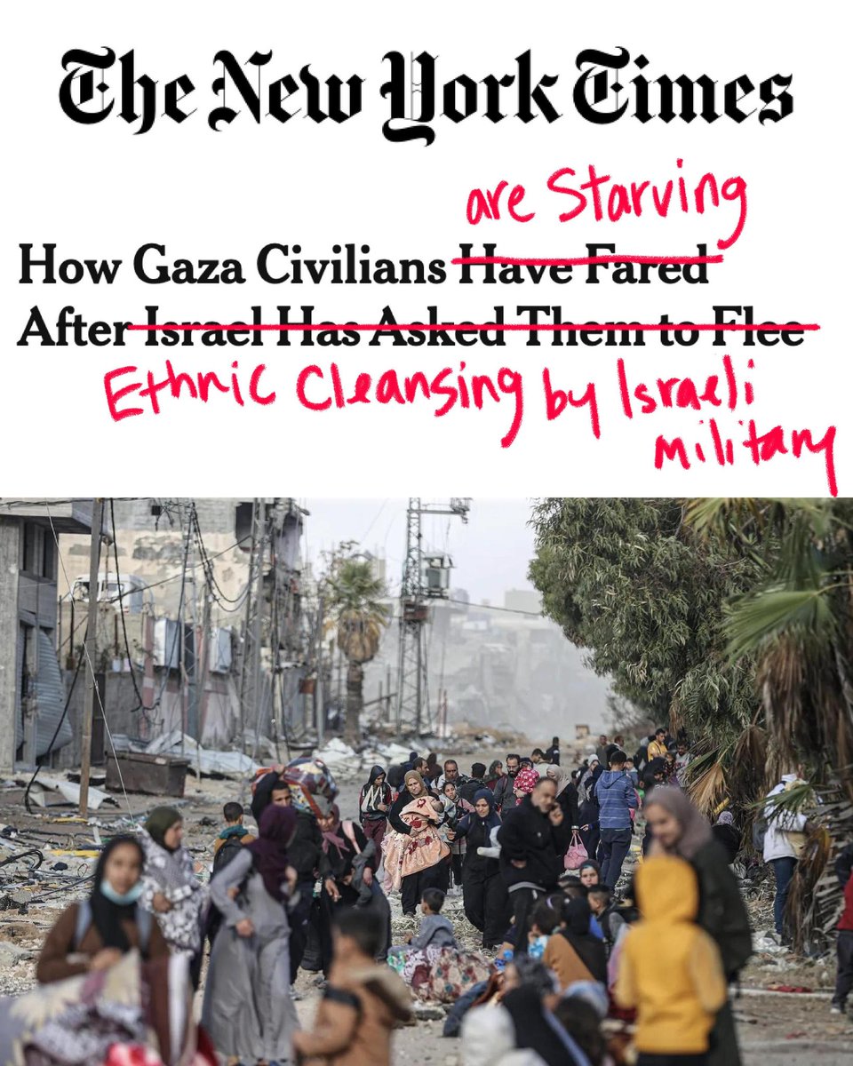 Fixed it for you, NYT. What’s conspicuously and dangerously missing from this New York Times headline covering the genocide on Gaza is culpability.