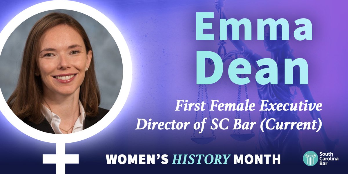 Continuing our Women's History Month celebration, we recognize the South Carolina Bar's own Executive Director Emma T. Dean, the first woman to hold the position. ✨ #WomensHistoryMonth #LegalTrailblazer #SCBarWHM