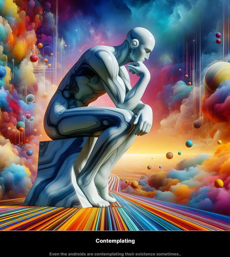 Available <a href="/walletbubbles/">WB</a> for one more day!

--------------------Contemplating------------------

Even the androids are contemplating their existence

40 $USDC

#solananft #walletbubbles #creativemess

walletbubbles.com/creativemess