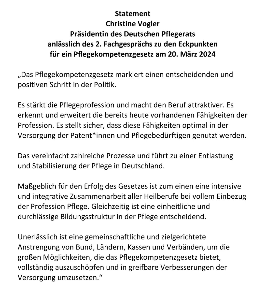 Heute war ein guter Tag für die #Pflege. 2. Fachaustausch zum #Pflegekompetenzgesetz mit @Karl_Lauterbach. Christine #Vogler: Das Gesetz ist ein entscheidender, positiver Schritt.👍Es stärkt die #Pflegeprofession und macht den Beruf attraktiver. Das sichert die Versorgung. 👍👍