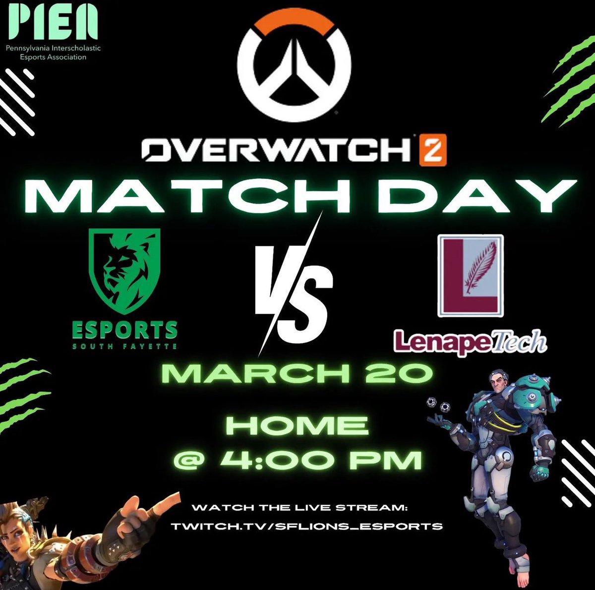 Our lions take on Lenape Tech today at 4 PM. Tune into the live stream to watch all of the action! Twitch: twitch.tv/SFLions_Esports #shslionpride #SFLionPride #overwatch