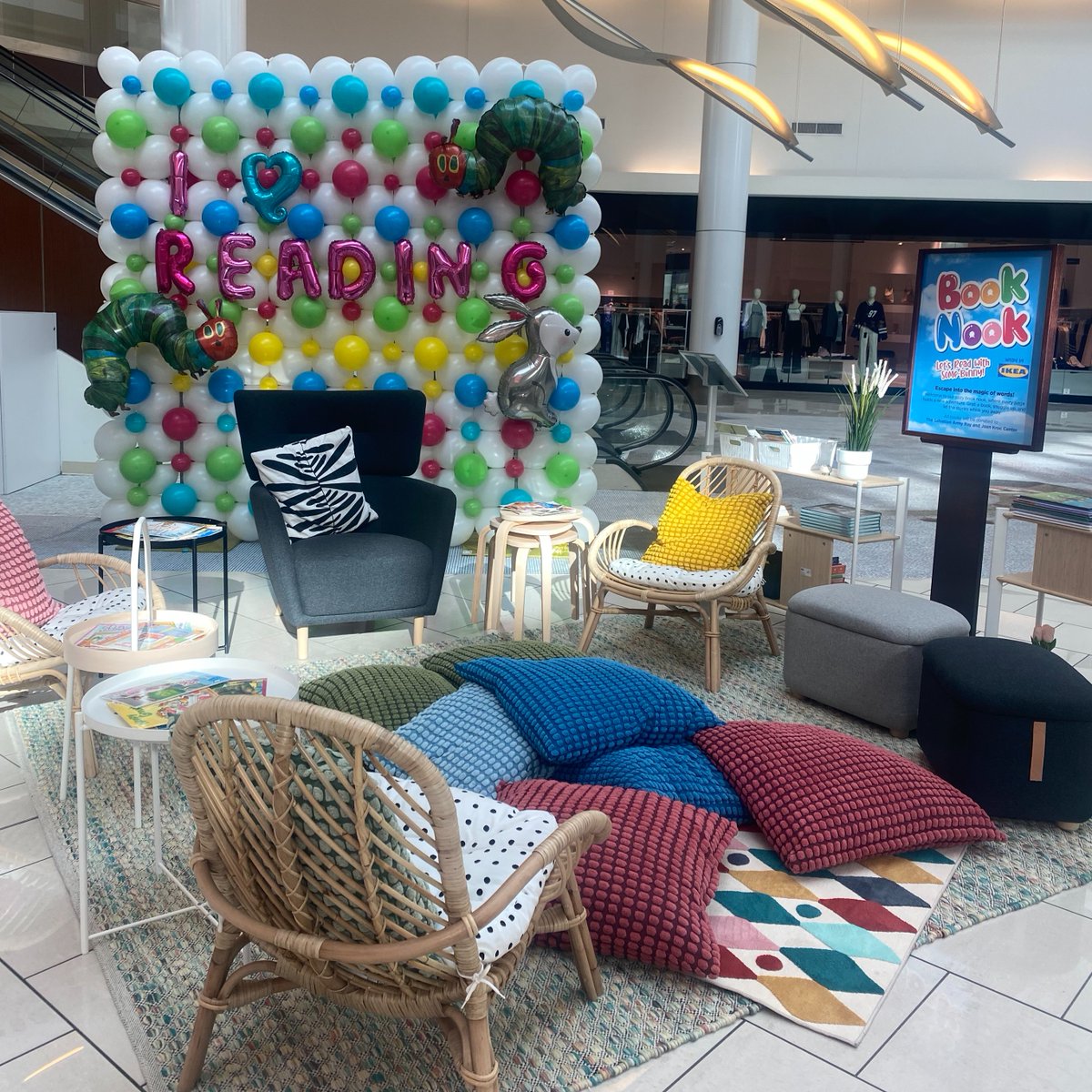 PREIT's tweet image. During #NationalLiteracyMonth, each PREIT property has a Book Nook set up for young readers! Stop by your local mall to take a break from shopping and cozy up while enjoying some of your favorite storybooks 📚