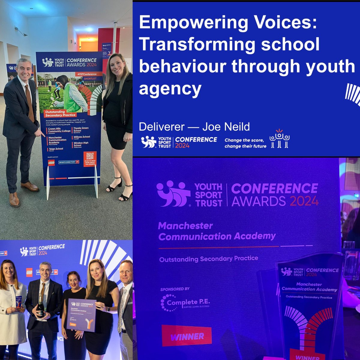 Fantastic couple of days at the @YouthSportTrust conference. Unbelievably proud of our H&WB team at @ManComAcademy, winning the award for outstanding secondary practice and what an experience today presenting at the conference! #YSTConference