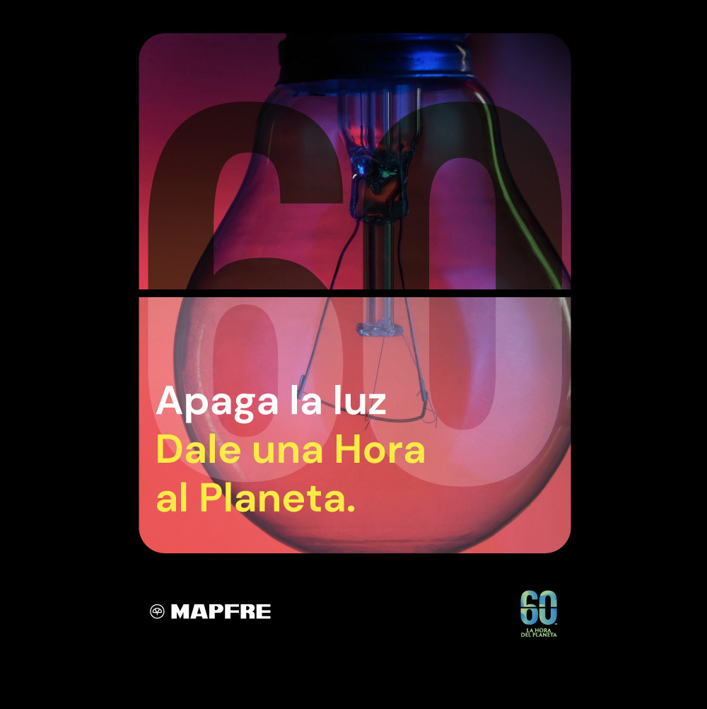 Este 23 de marzo participa en el evento mundial y durante 60 minutos apaga la luz. En MAPFRE nos comprometemos con esta iniciativa que busca crea conciencia sobre cambio climático y el efecto que tiene en el medio ambiente #HoradelPlaneta #medioambiente #ApagaLaLuz