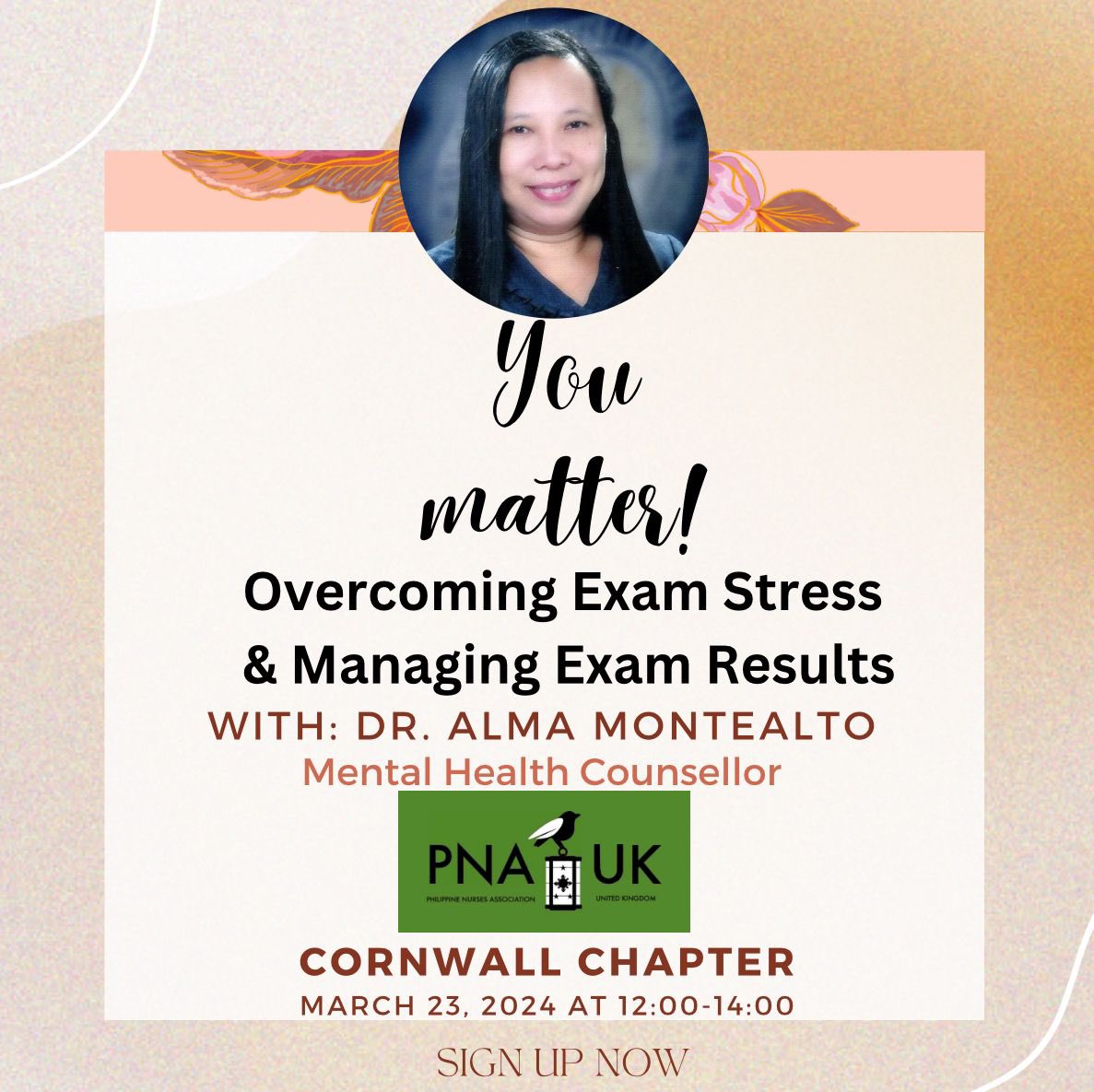 โญDENNIS SINGSON ๐ต๐ญ ๐ (@dence10) on Twitter photo <a href="/PNA_UKnurses/">PHILIPPINE NURSES ASSOCIATION UK ๐</a> Cornwall will be hosting a webinar this Sat 23/03 12-2pm on Overcoming Exam Stress & Managing Results
Register below:
docs.google.com/forms/d/e/1FAIโฆ
W/ <a href="/GoalsOlivers/">OliversLifeGoals</a> <a href="/MichaelApas08/">Michael Apas</a> <a href="/IamMarkD/">Mark Doblas</a> <a href="/Mymy_DelRos/">Mymy Sia-Del Rosario (she/her)</a> <a href="/reginareyes92/">ReginaReyes</a> <a href="/EdHernaez/">Ed Hernaez ๐ต๐ญ</a> <a href="/FSNA_UK/">Filipino Senior Nurses Alliance UK</a> <a href="/CielitoCaneja/">Cielito Caneja</a> <a href="/PNA_UKnurses/">PHILIPPINE NURSES ASSOCIATION UK ๐</a> Cornwall will be hosting a webinar this Sat 23/03 12-2pm on Overcoming Exam Stress & Managing Results
Register below:
docs.google.com/forms/d/e/1FAIโฆ
W/ <a href="/GoalsOlivers/">OliversLifeGoals</a> <a href="/MichaelApas08/">Michael Apas</a> <a href="/IamMarkD/">Mark Doblas</a> <a href="/Mymy_DelRos/">Mymy Sia-Del Rosario (she/her)</a> <a href="/reginareyes92/">ReginaReyes</a> <a href="/EdHernaez/">Ed Hernaez ๐ต๐ญ</a> <a href="/FSNA_UK/">Filipino Senior Nurses Alliance UK</a> <a href="/CielitoCaneja/">Cielito Caneja</a>