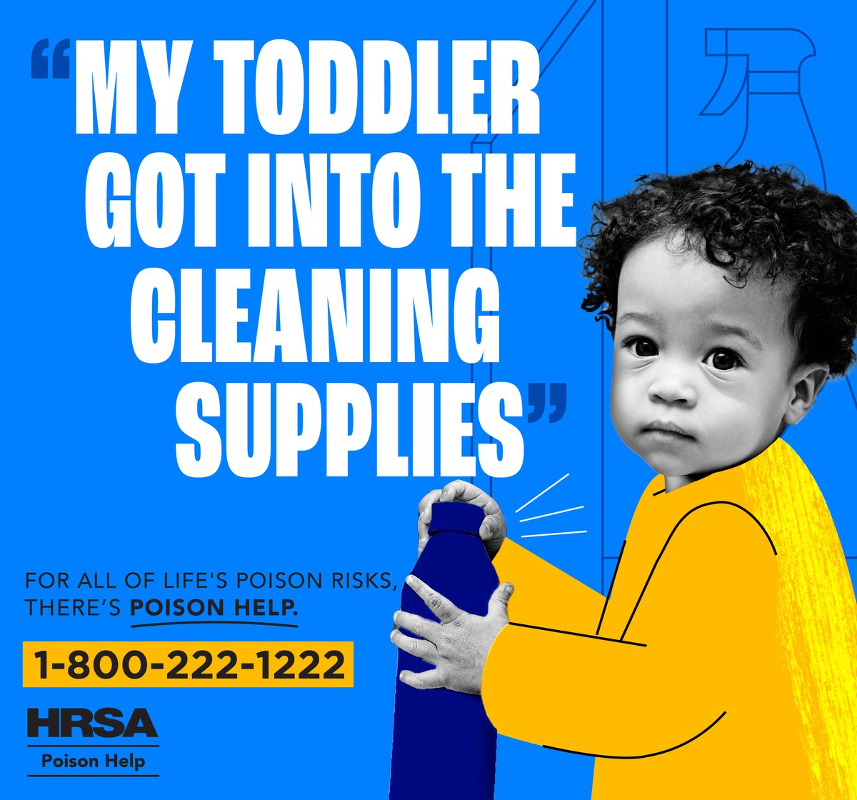 Keeping cleaning supplies out of the reach of little hands is very important. If your toddler gets into them, know there is a number available to ask questions. #PoisonPreventionWeek