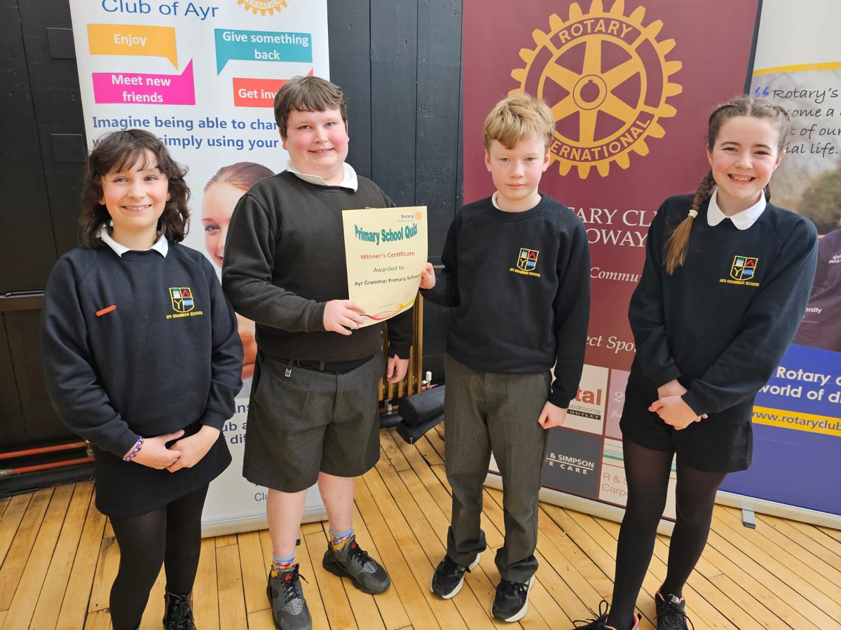 We are incredibly proud of our P7 team who won their heat of the Rotary Club Scottish Primary Schools Quiz this afternoon. They will now compete in Glasgow in May. @RotaryClubSA