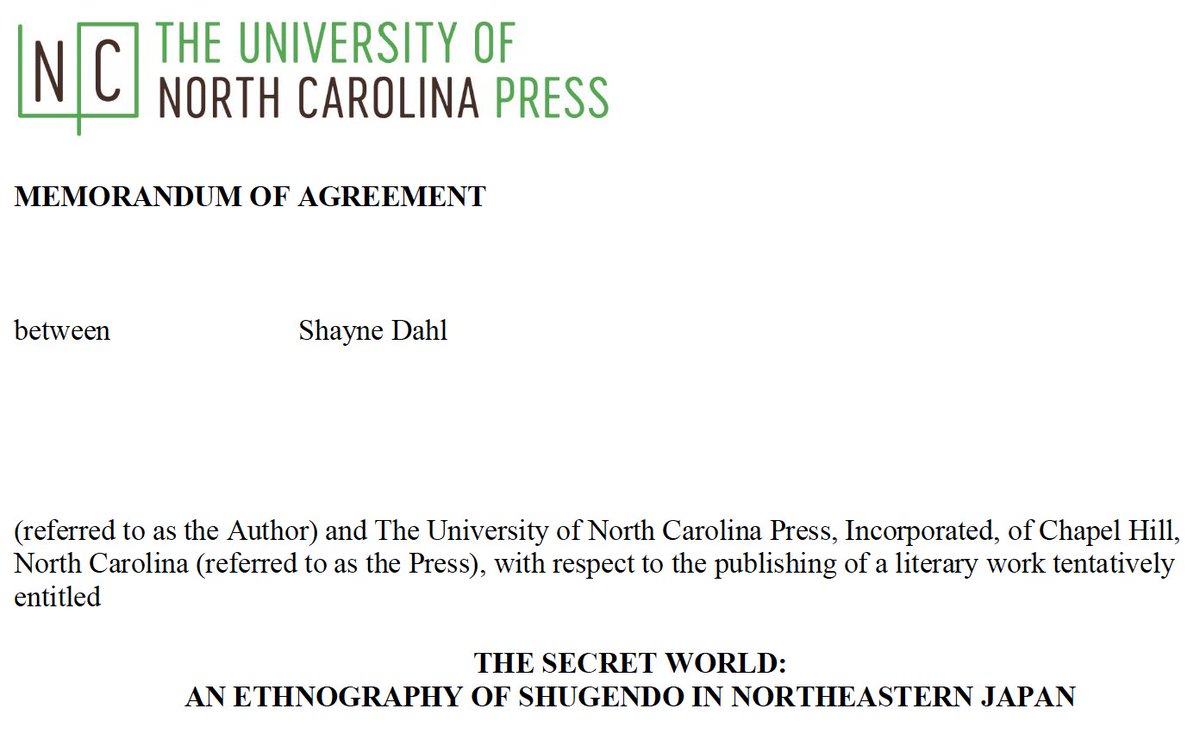 My book, 'The Secret World: An Ethnography of Shugendo in Northeastern Japan' has been contracted by The University of North Carolina Press.  #shugendo ＃修験道 #Japan ＃日本研究 #anthrotwitter