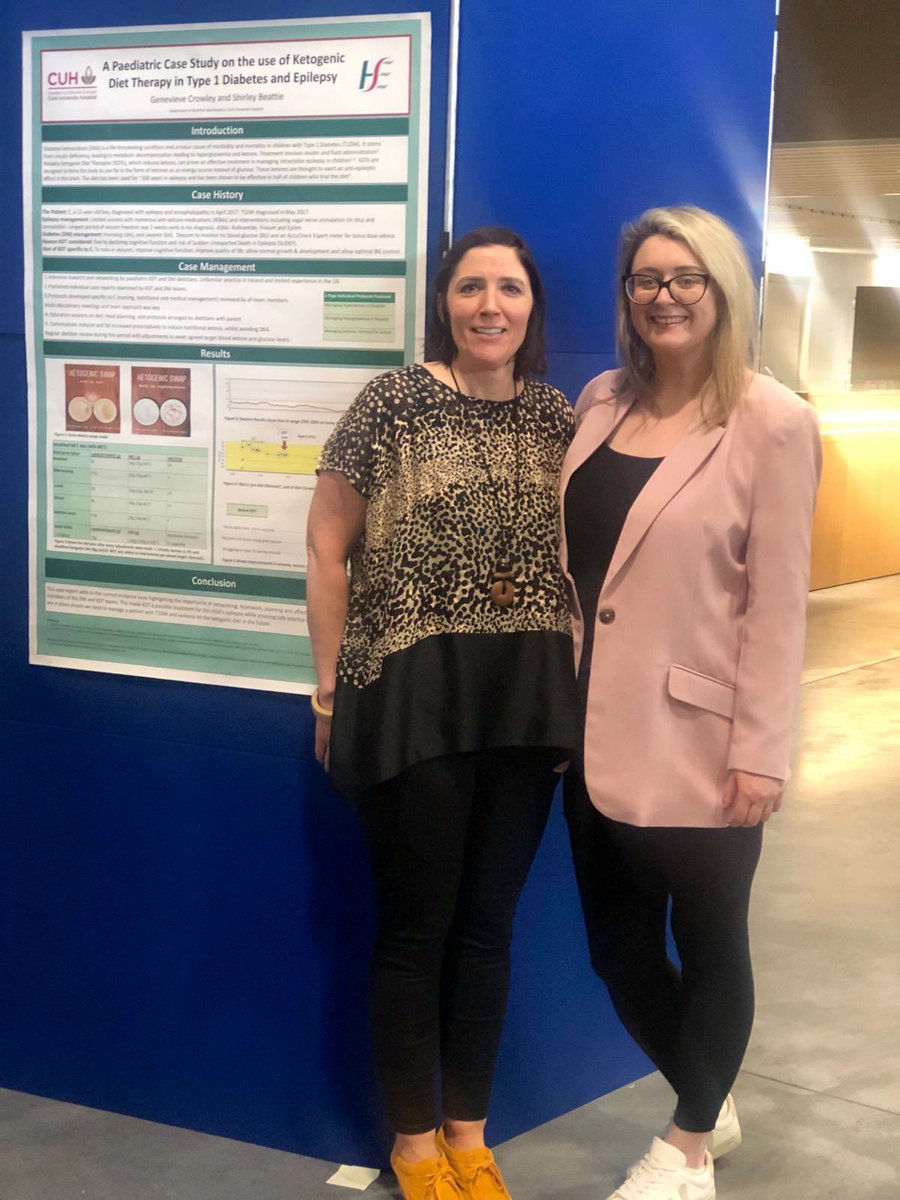Clinical Specialist Transitional Diabetes Dietitian Shirley and Senior Paediatric Dietitian Genevieve with their poster at the #INDIResearch24 conference in Dublin! @CUH_Cork 
#WhatDietitiansDo @trust_indi