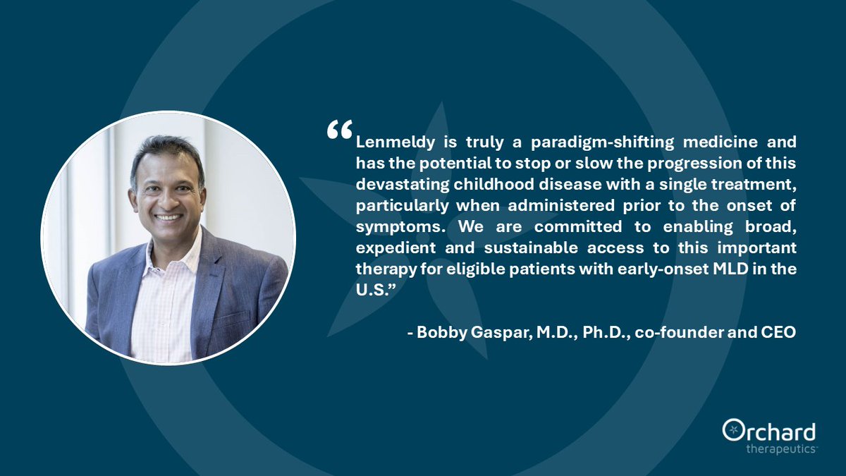 Today we outlined our U.S. launch plans for Lenmeldy™ (atidarsagene autotemcel), the only approved therapy for eligible children with early-onset metachromatic leukodystrophy. Read more: bit.ly/4940qMp