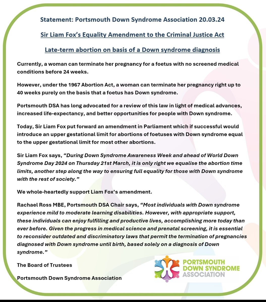 “Surely we cannot accept… that people with Down’s syndrome are second class citizens. ' Nothing second class about @garrettflo. Hats off and thanks to @LiamFox @NDSPolicyGroup - this is long overdue..