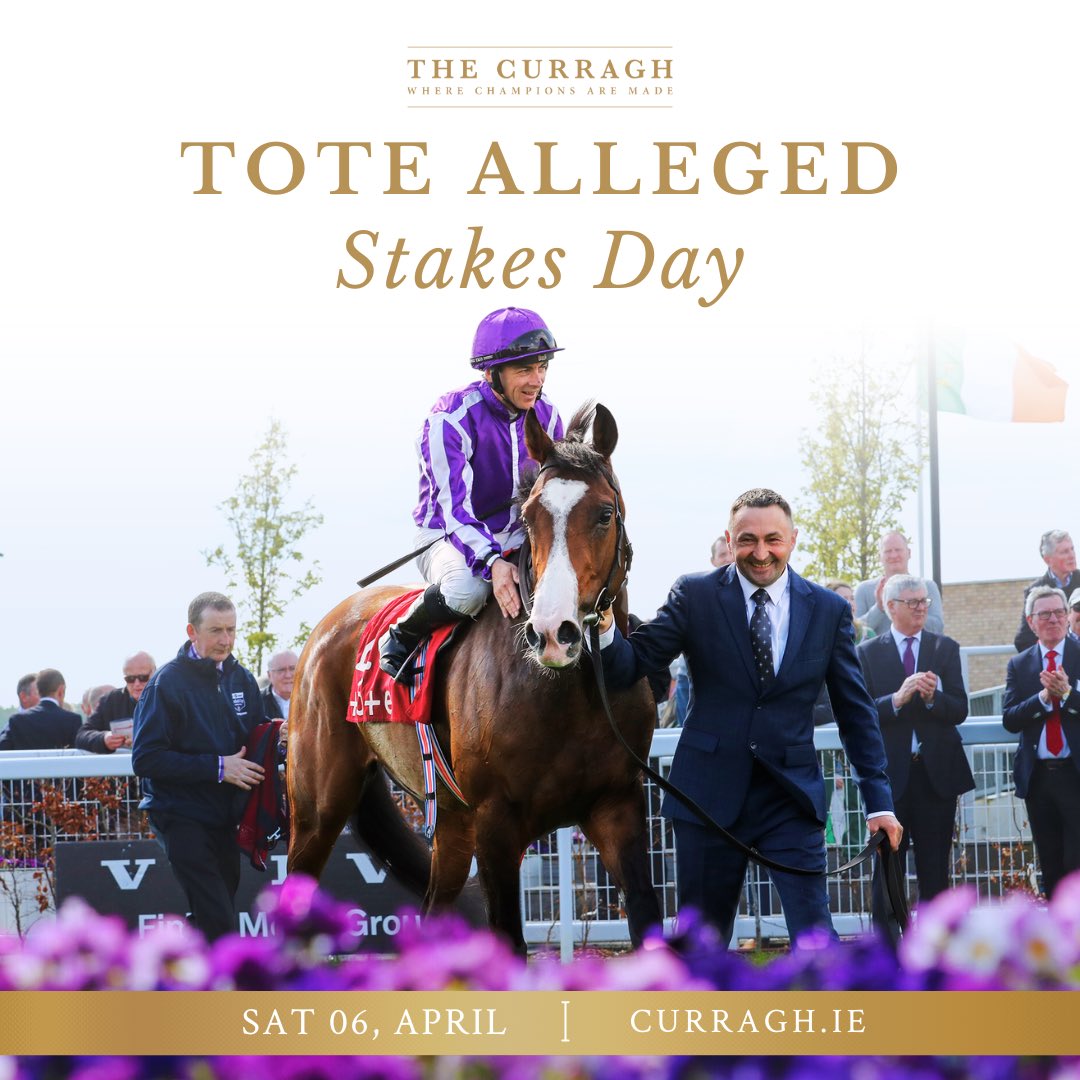 Join us on Saturday, April 6th, for The @thetotecom Alleged Stakes Day. 🐎💨🏁 Experience top class racing featuring The Tote Alleged Stakes Group 3. Enjoy live music and FREE family activities ✨🎉 Tickets 🎟️➡️ available at curragh.Ie