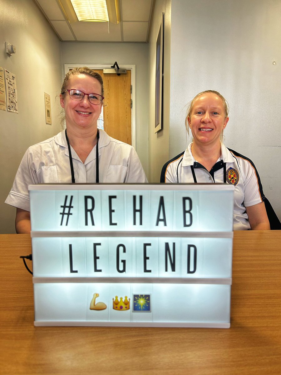 We recently had some lovely patient feedback about Sam and Claire:
“Amazing”, “inspiring”, “innovative”, “a tremendous asset to your team”, 
“…incredibly important in my road to recovery” ☺️
So they are both very worthy of a #RehabLegend award this month! 👑