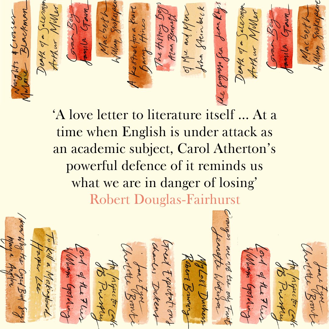 FigTreePenguin's tweet photo. It's just a few weeks until we publish #ReadingLessons - @CarolAtherton8's love letter to the books we read at school. Here are some of the lovely things people have said about it so far! https://t.co/ZLxI1vlg6L