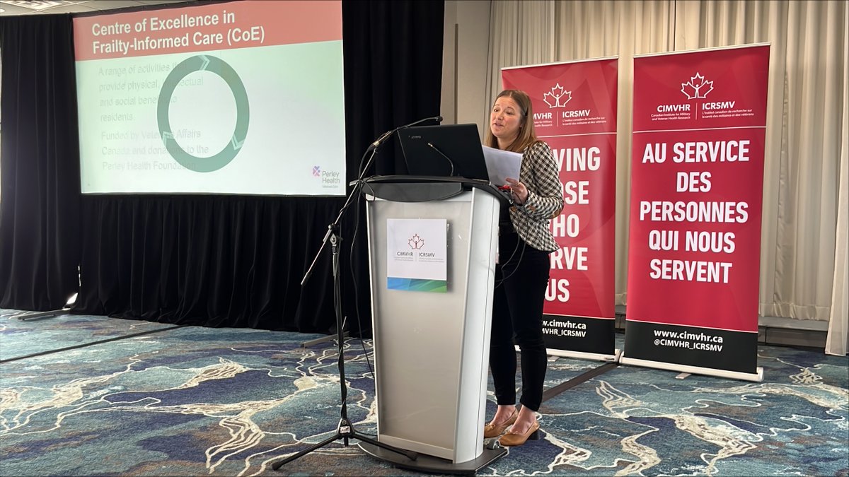 Commissionaires Ottawa Research Chair Dr. Annie Robitaille from @PerleyHealth and @UOttawa is at CIMVHR’s Engagement Session discussing Research on Aging Veterans. #Veterans La chaire de recherche à Commissionaires Ottawa, Dr. Annie Robitaille, de @PerleyHealth et @UOttawa,…