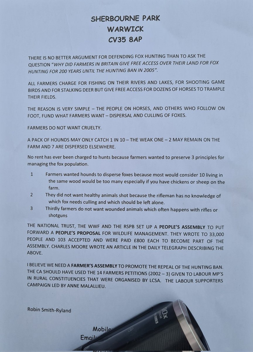 We were given this letter by hunt follower Robin Smith-Ryland... It's certainly interesting to see others' points of view, however inaccurate their facts are @HuntSabs @ChrisGPackham @CIHWatch @emeliobedelio @LeagueACS