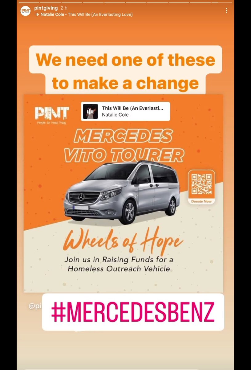 We need this vehicle, to make a difference to people. Please donate to help us buy it. You can scan the QR code to donate. #GoFundMe #MercedesBenz #wheelsofhope #peopleinneedtoday #homelessness #donatenow #pintgiving