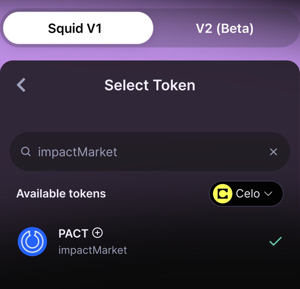 Woww, you can now swap from any chain/token directly to $PACT (on @Celo) through @squidrouter 🤯